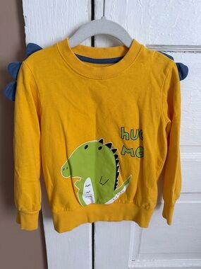 Kids Yellow Dino Graphic Long-Sleeve Top (unisex)